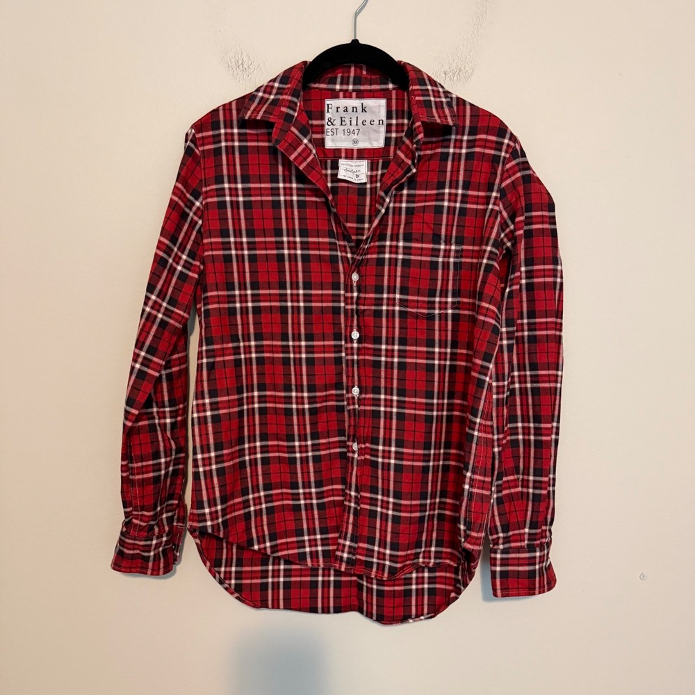 Frank & Eileen Eileen Shirt XS Red Tartan Plaid Italian Cotton Flannel heritage